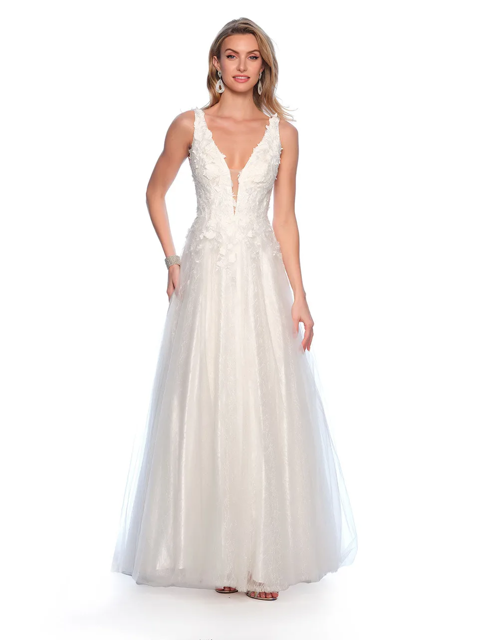 Dave & Johnny 10288W Prom Dress in Ivory — front view