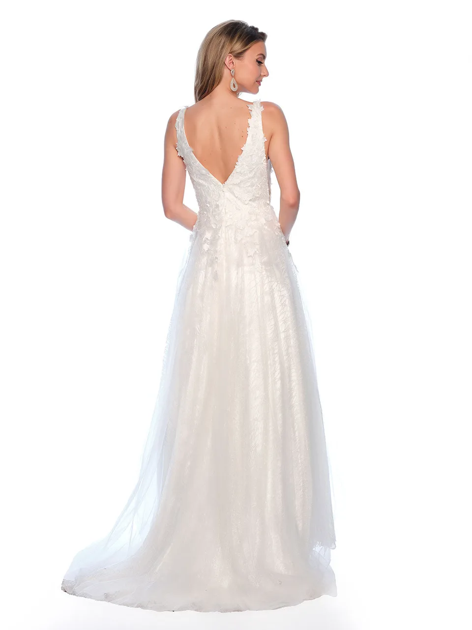 Dave & Johnny 10288W Prom Dress in Ivory — back view