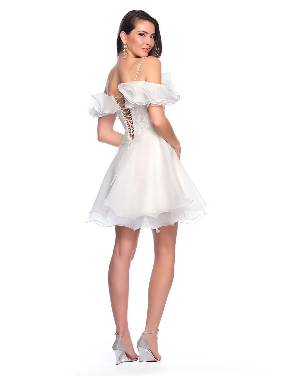 Dave & Johnny 11201 Wedding Dress in Ivory — back view