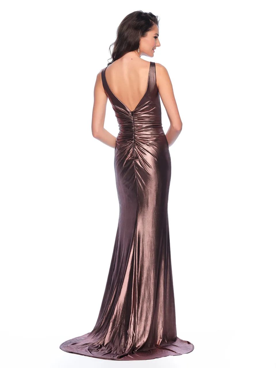Dave & Johnny 11533 Prom Dress in Dusty Rose — back view