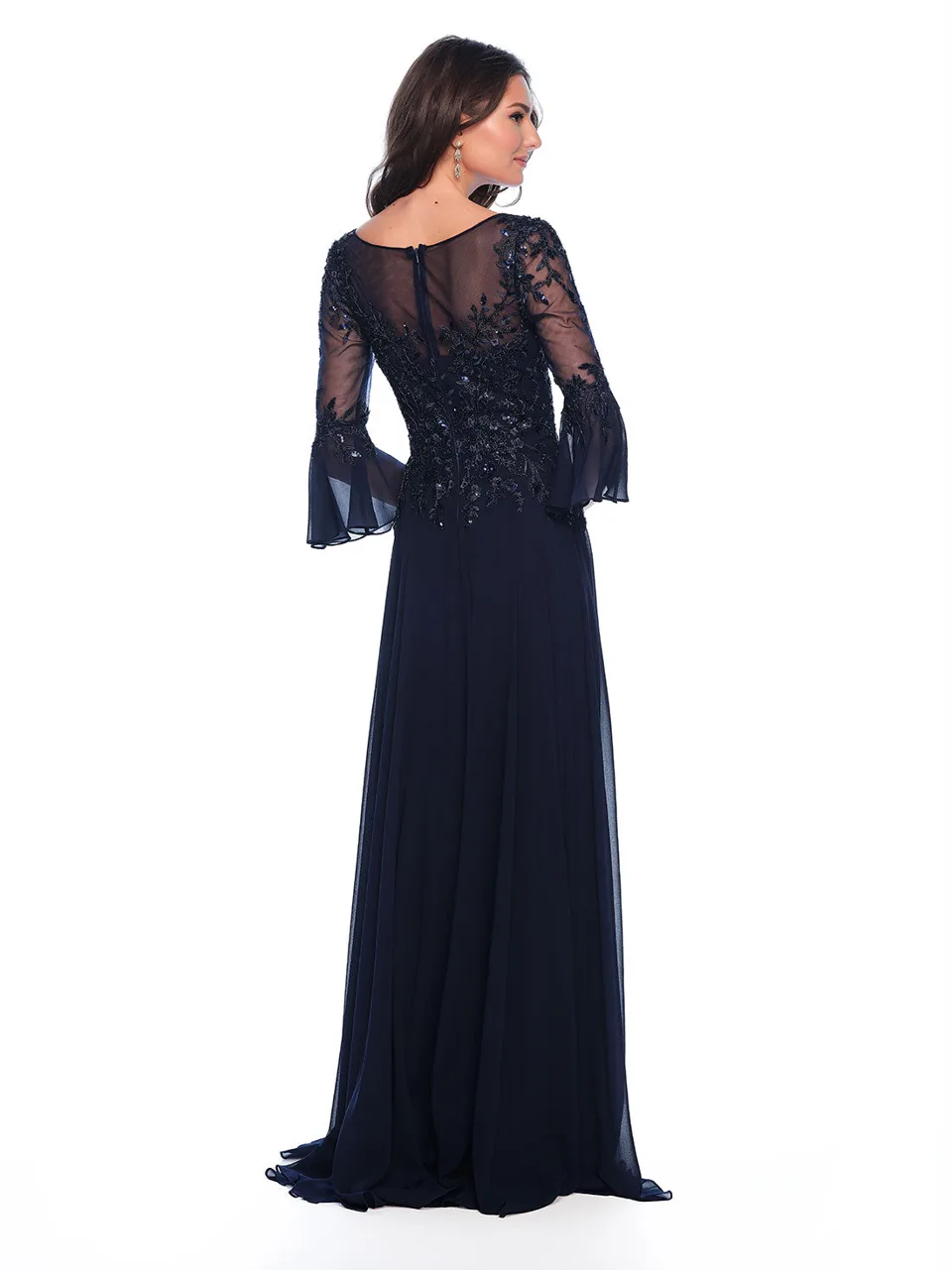 Dave & Johnny 11602 Prom Dress in Navy Blue — back view