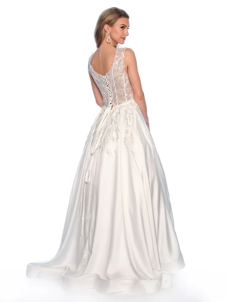 Dave & Johnny 12054W Dress in Ivory — back view