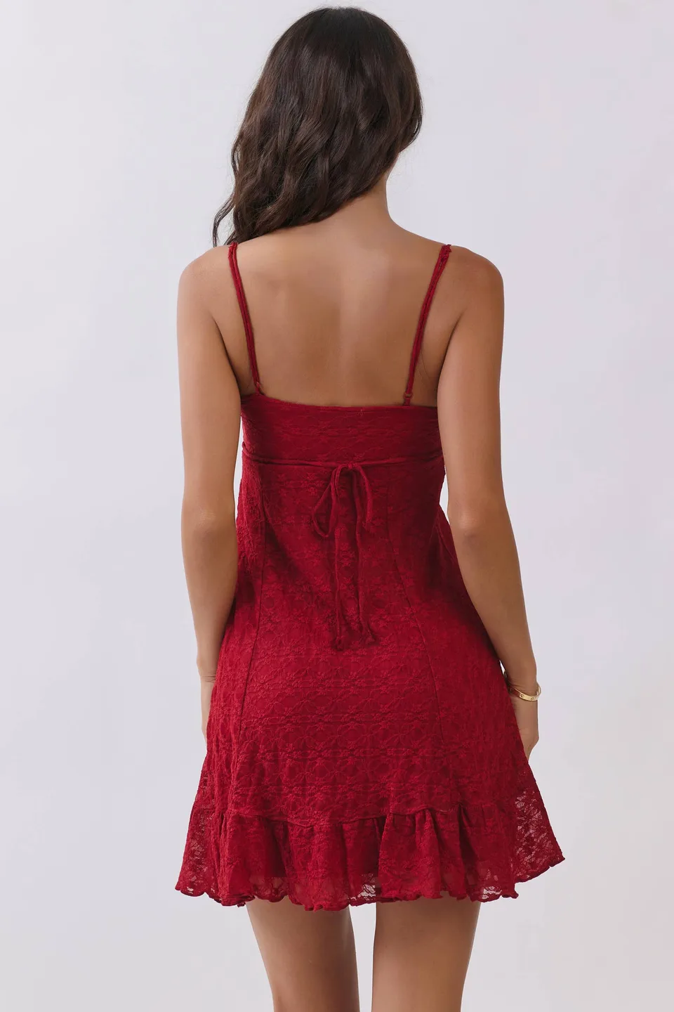 Rose Ruby Enchanted Charm Lace and Twisted Dress