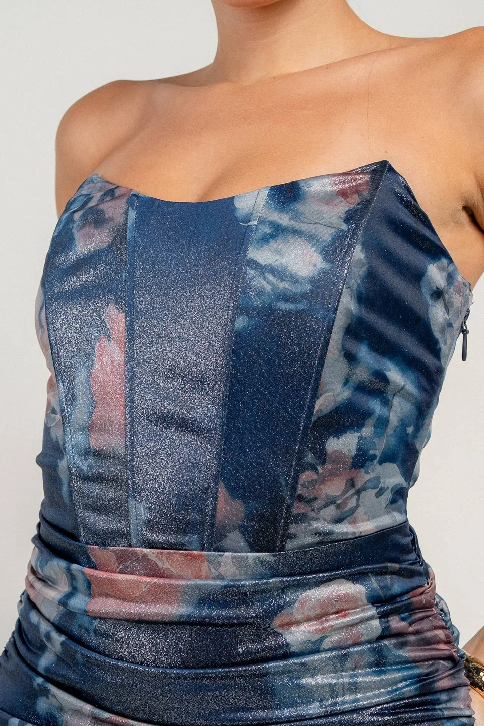 Midnight Blue Enchanted Glow Corset-Inspired Bodice Mini Dress