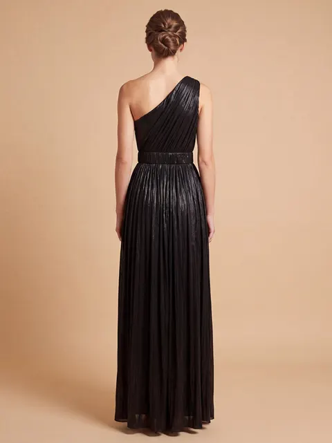 One Shoulder Metallic Dress