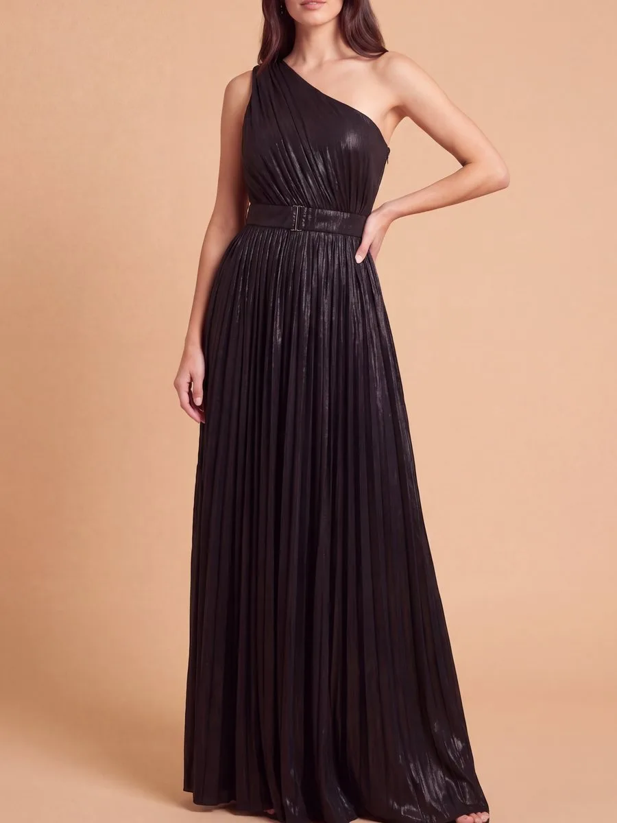 One Shoulder Metallic Dress by Lara New York — style 28844
