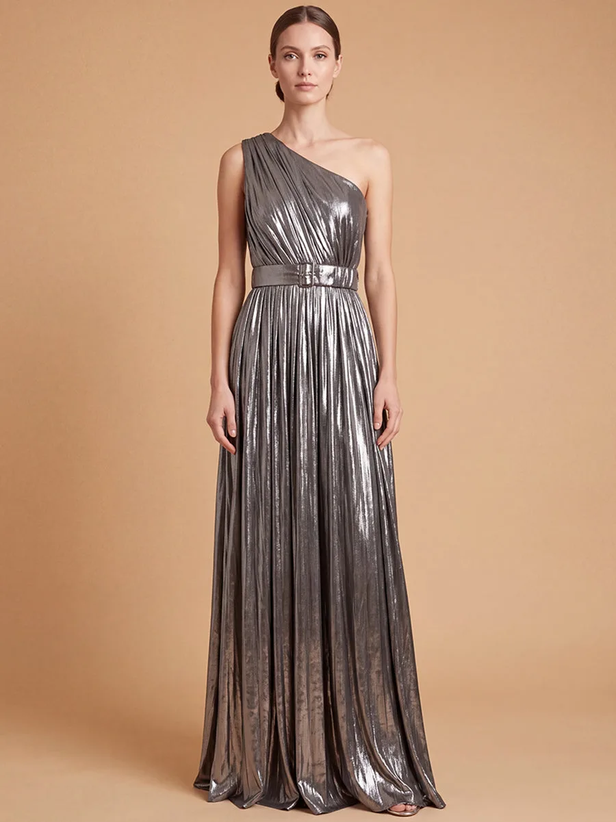 One Shoulder Metallic Dress by Lara New York — style 28844