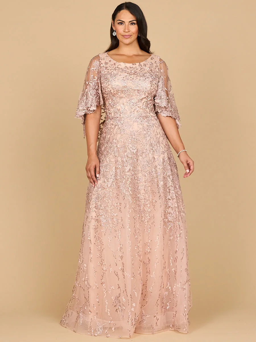Cape Sleeve Mother's Gown by Lara New York — style 28881 in Blush
