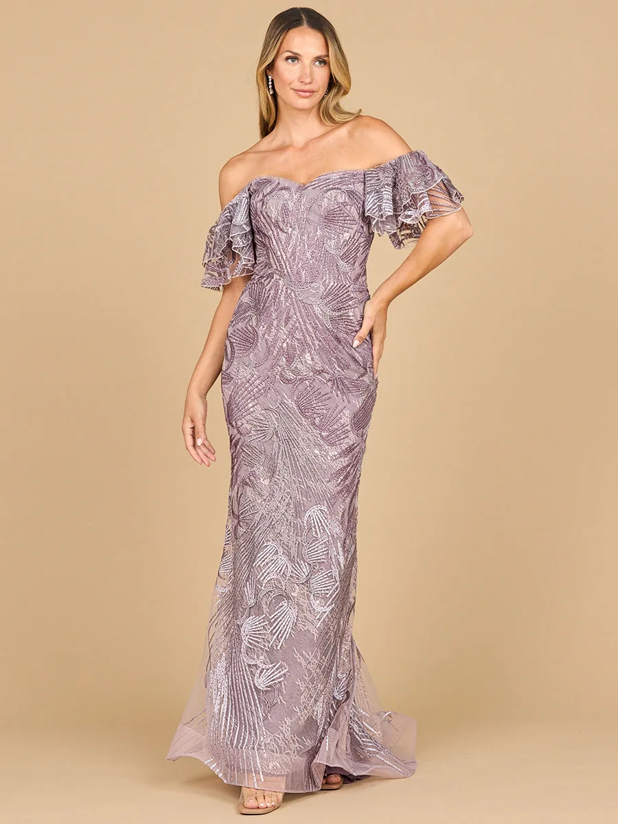 Off Shoulder Mermaid Lace Gown by Lara New York — style 28884 in Heather Ombre