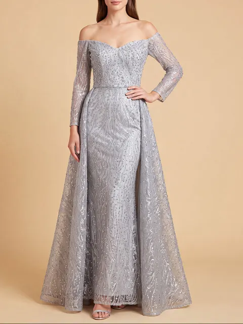 Off Shoulder Overskirt Gown