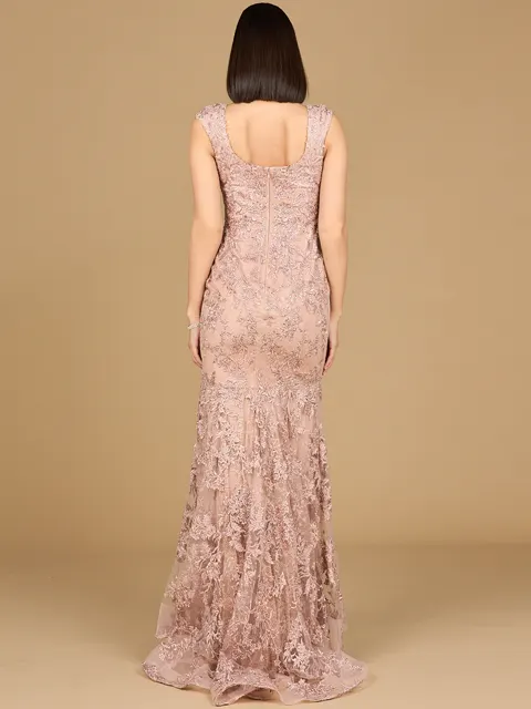 Sleeveless Mermaid Lace Embroidered Gown