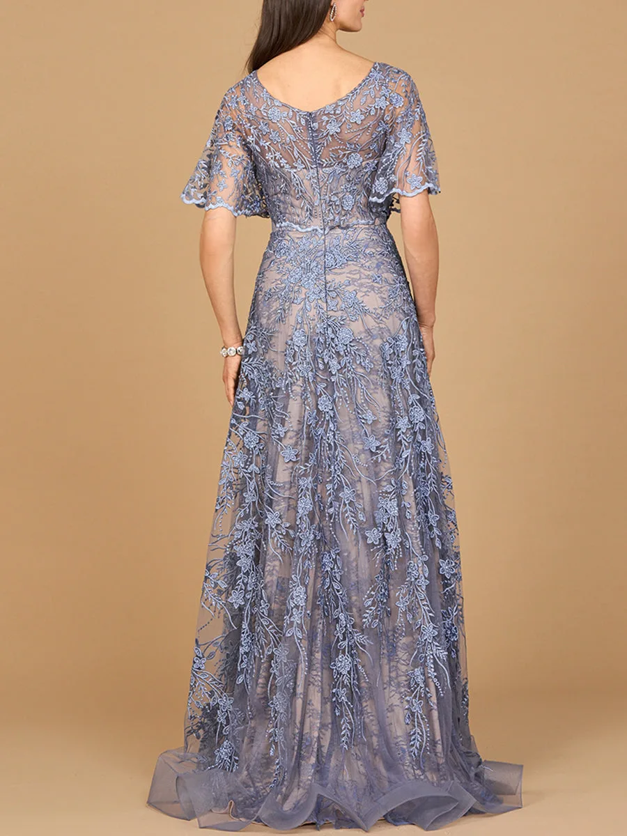 Elegant Cape Sleeve A-line Gown by Lara New York — style 28923