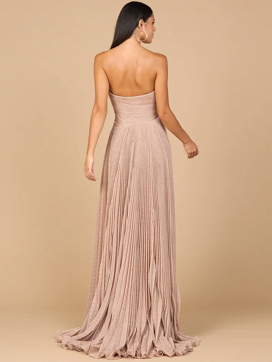 Flowing Pleated, Strapless Dress by Lara New York — style 28932