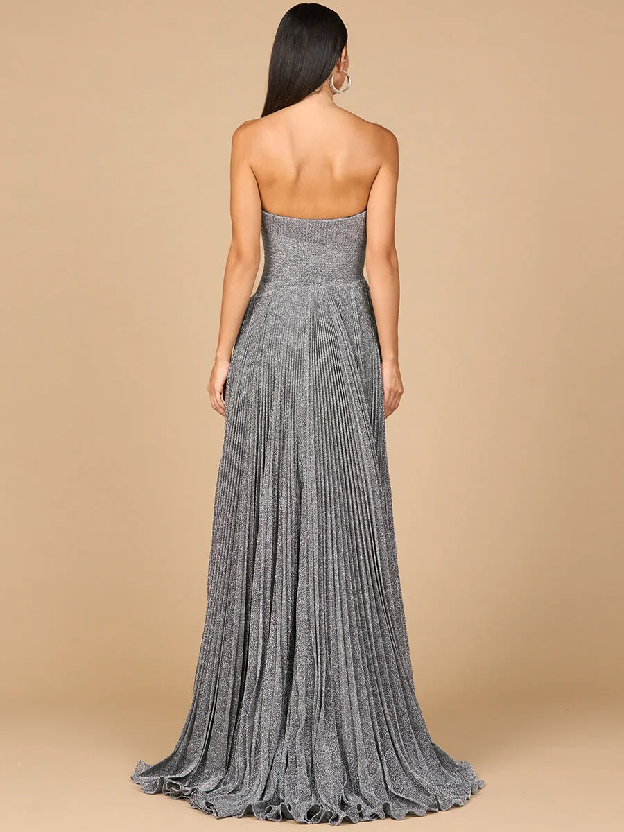 Flowing Pleated, Strapless Dress by Lara New York — style 28932