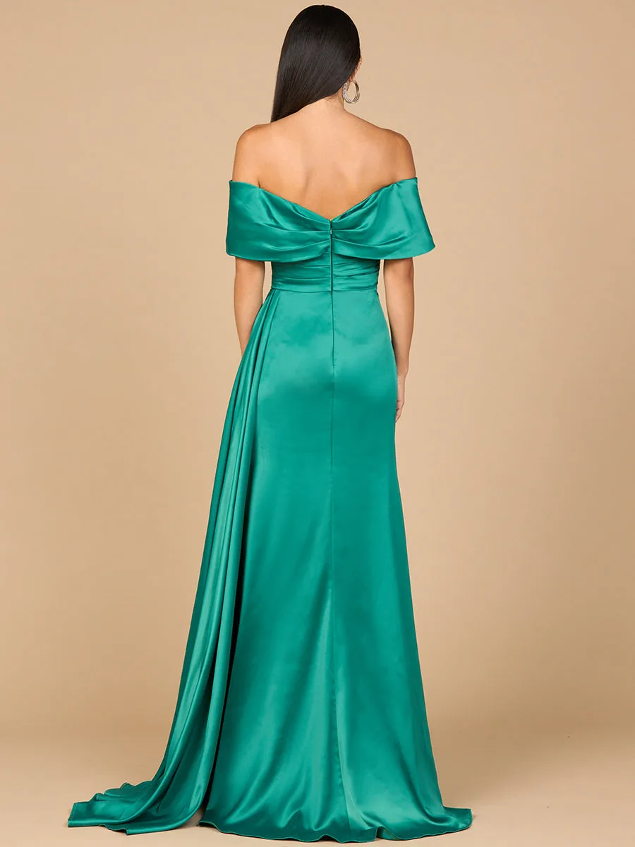 Off Shoulder Satin Dress by Lara New York — style 28945