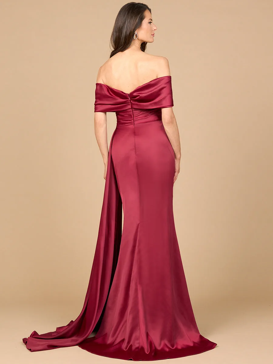 Off Shoulder Satin Dress by Lara New York — style 28945