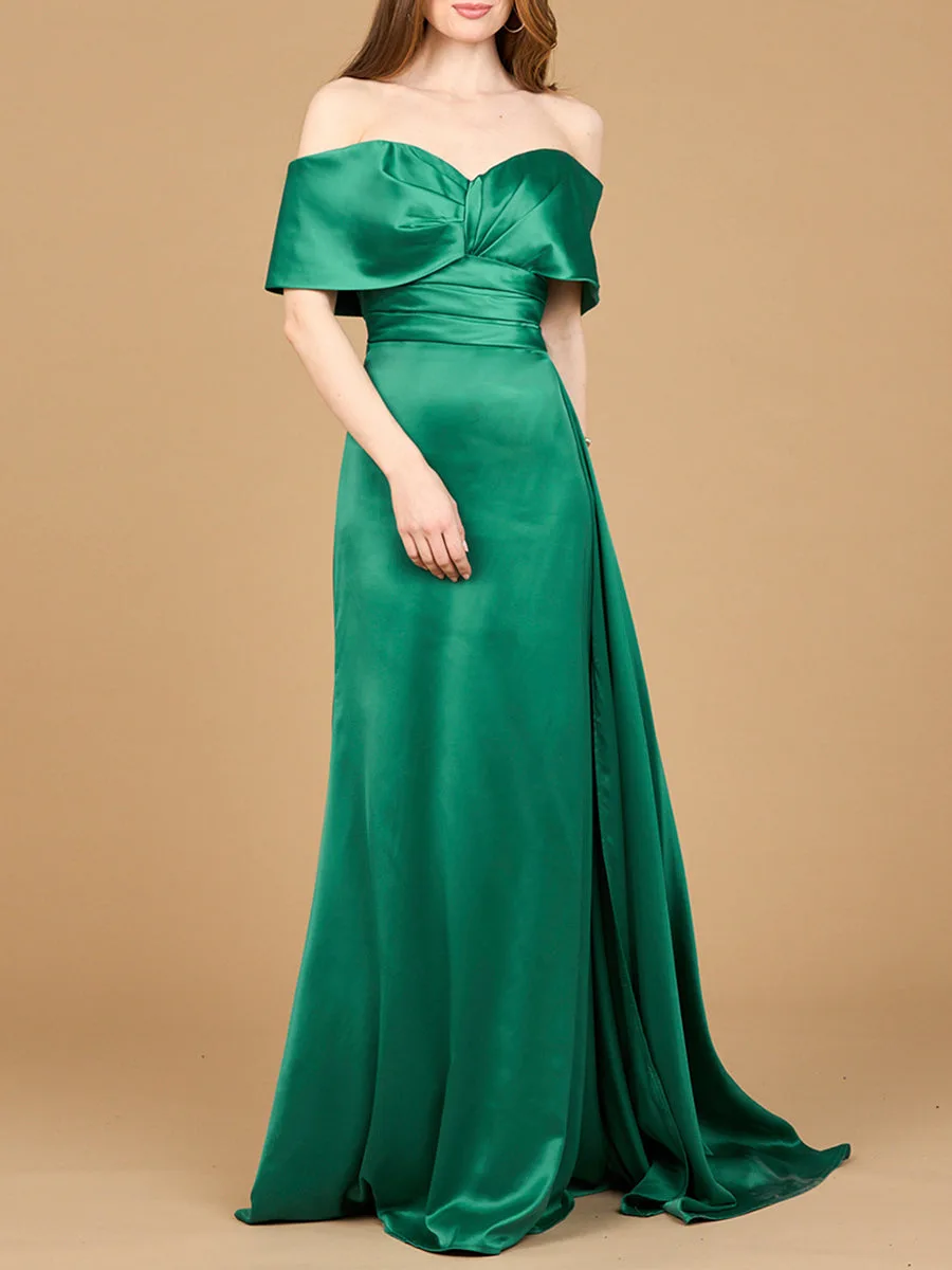 Off Shoulder Satin Dress by Lara New York — style 28945