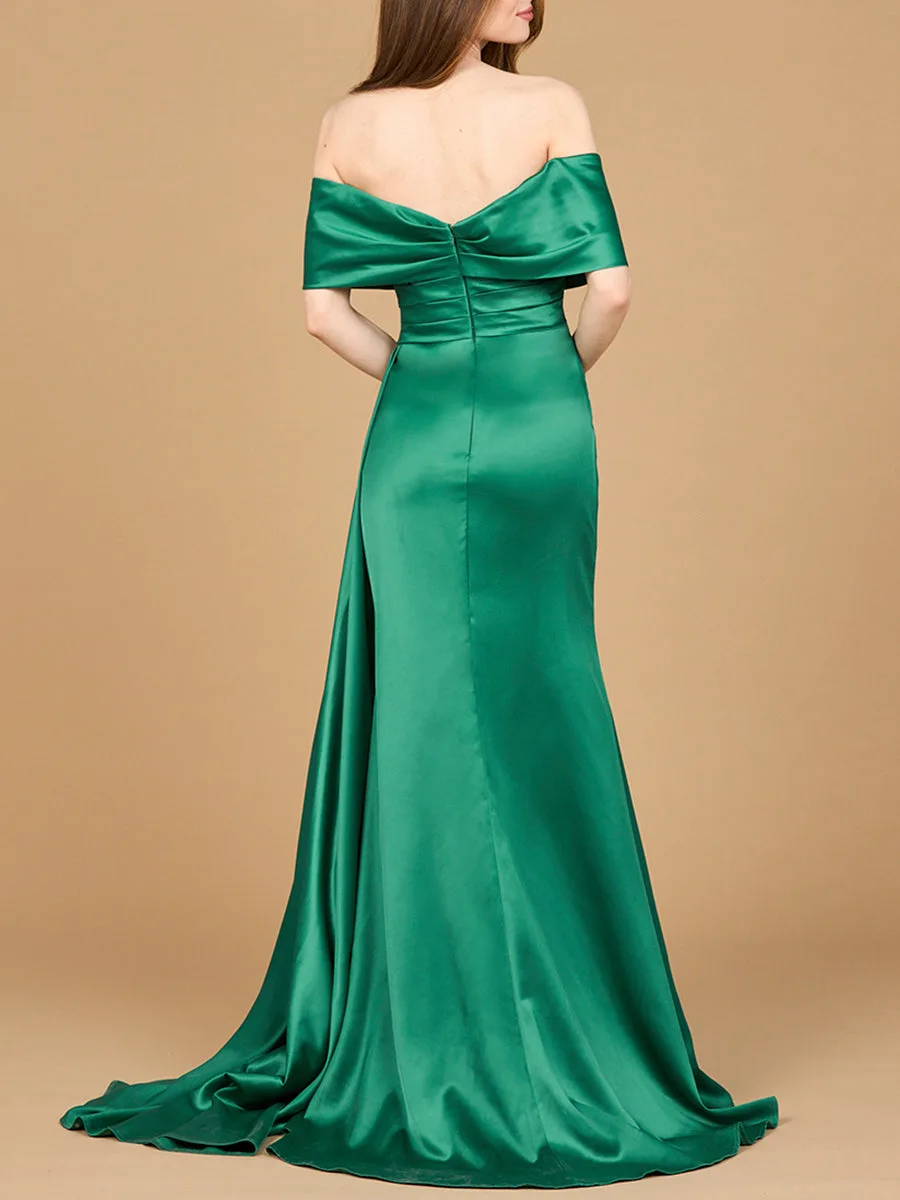 Off Shoulder Satin Dress by Lara New York — style 28945