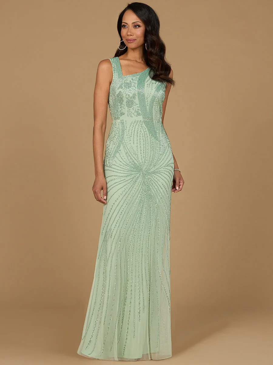 Asymmetrical, Beaded Gown by Lara New York — style 28976