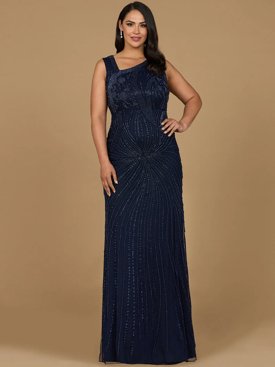 Asymmetrical, Beaded Gown by Lara New York — style 28976