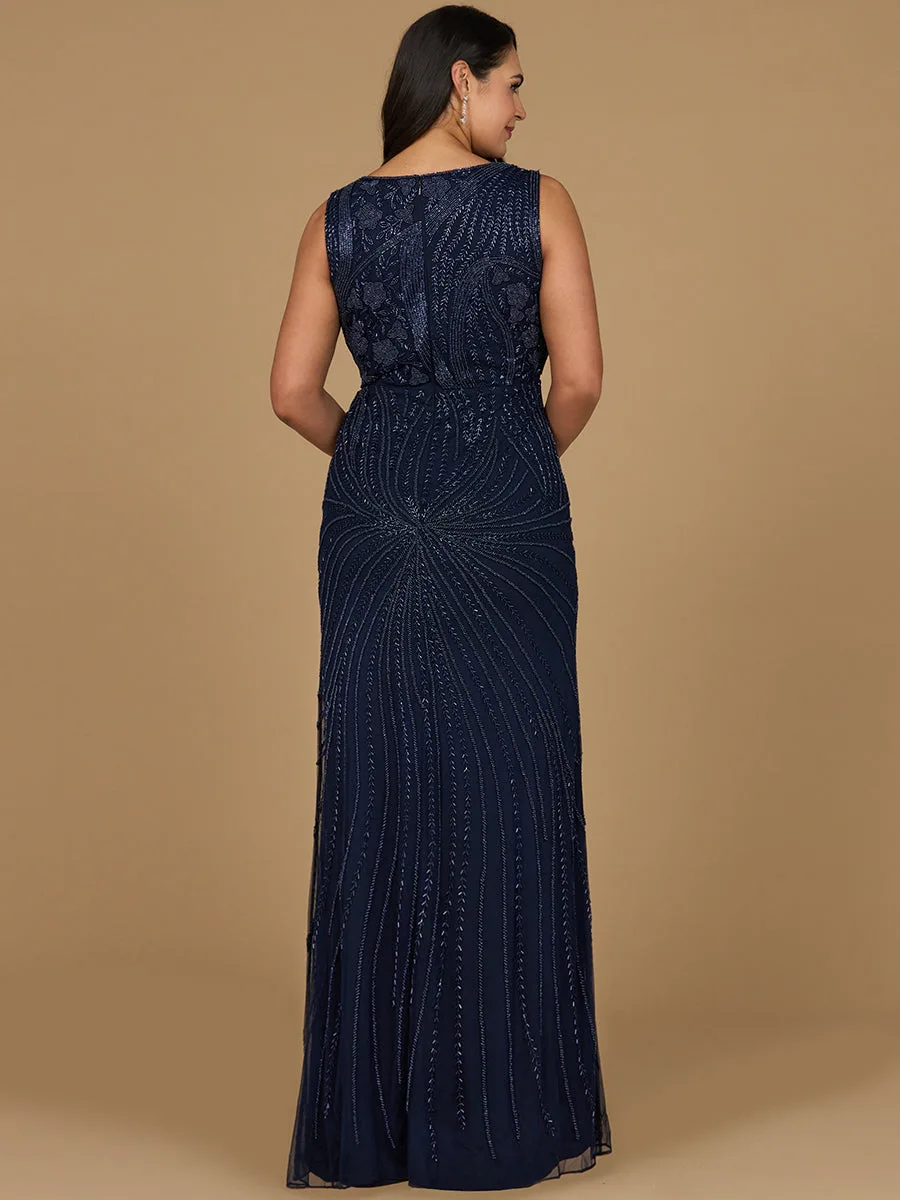 Asymmetrical, Beaded Gown by Lara New York — style 28976