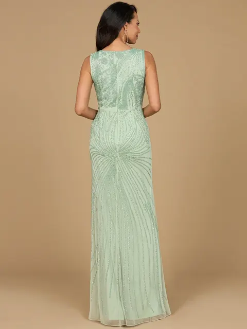 Asymmetrical, Beaded Gown