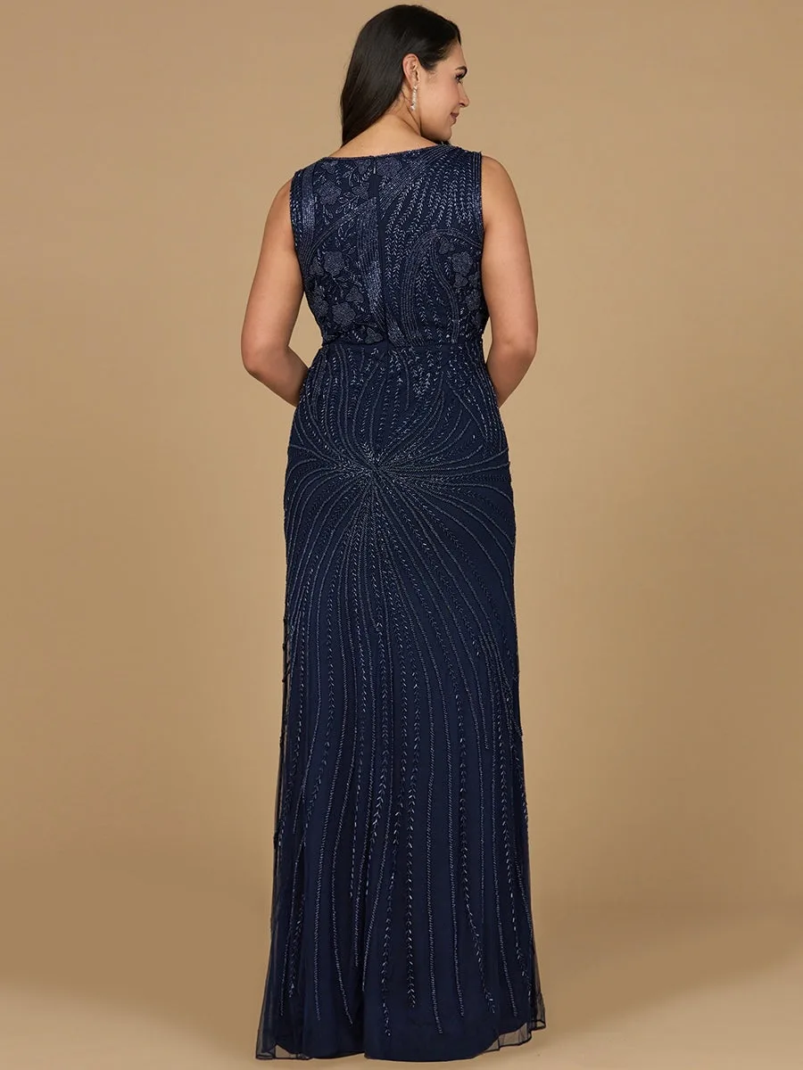 Asymmetrical, Beaded Gown by Lara New York — style 28976