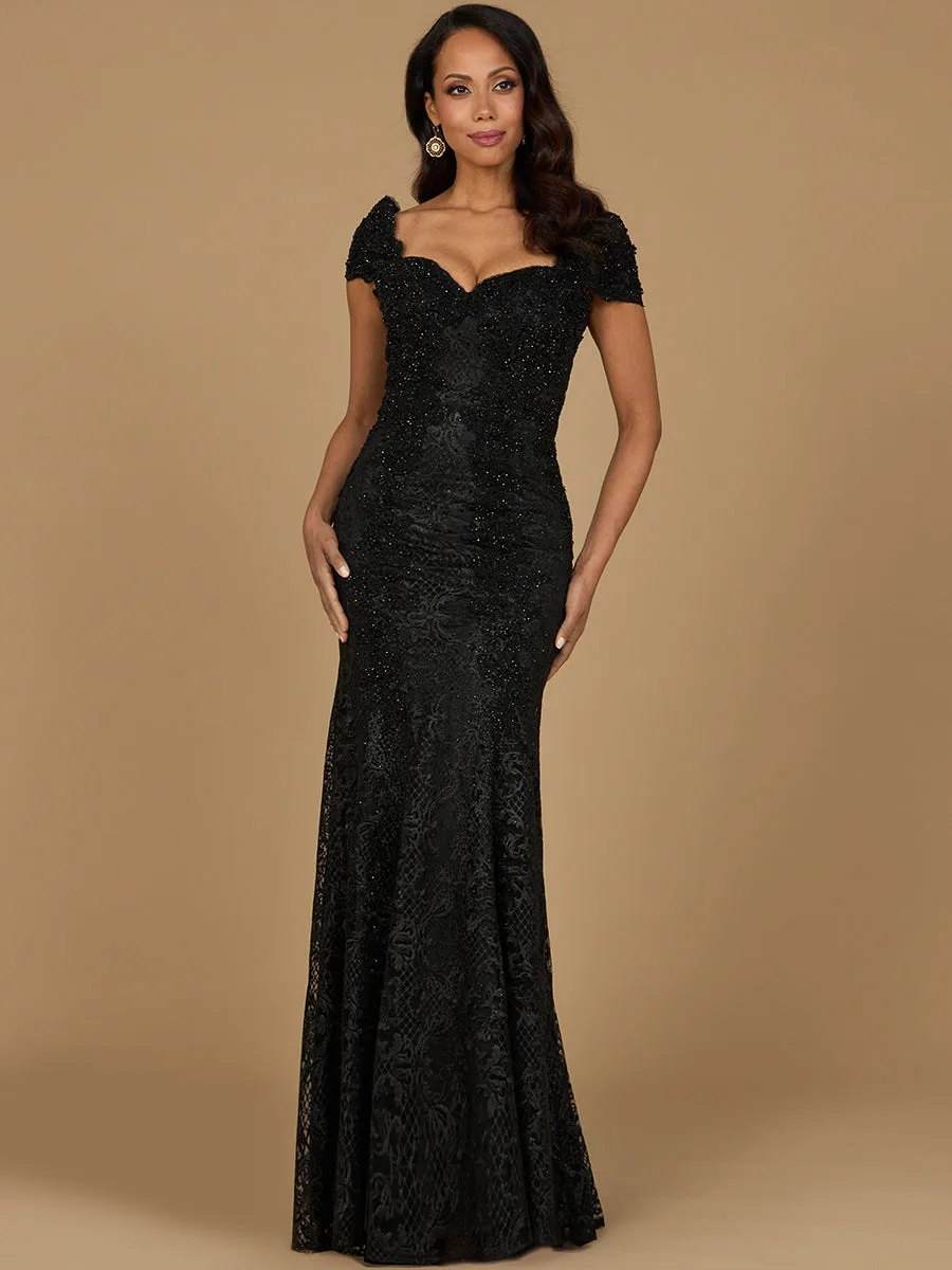 Fitted Lace Mermaid Gown by Lara New York — style 28980 in Black