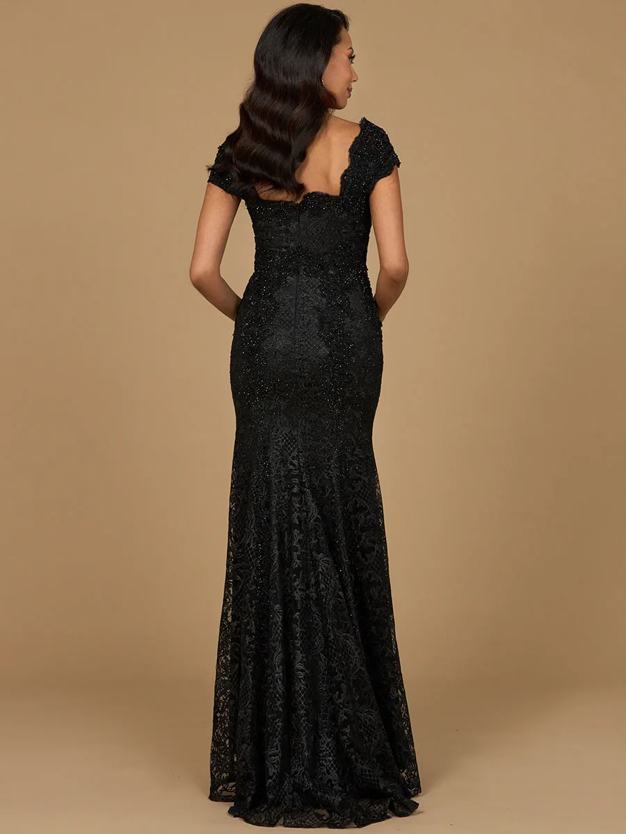 Fitted Lace Mermaid Gown by Lara New York — style 28980