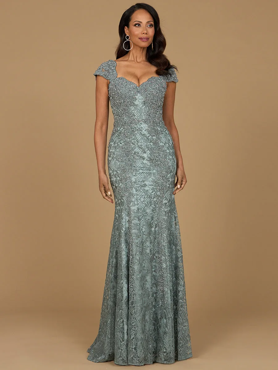 Fitted Lace Mermaid Gown by Lara New York — style 28980 in Sage