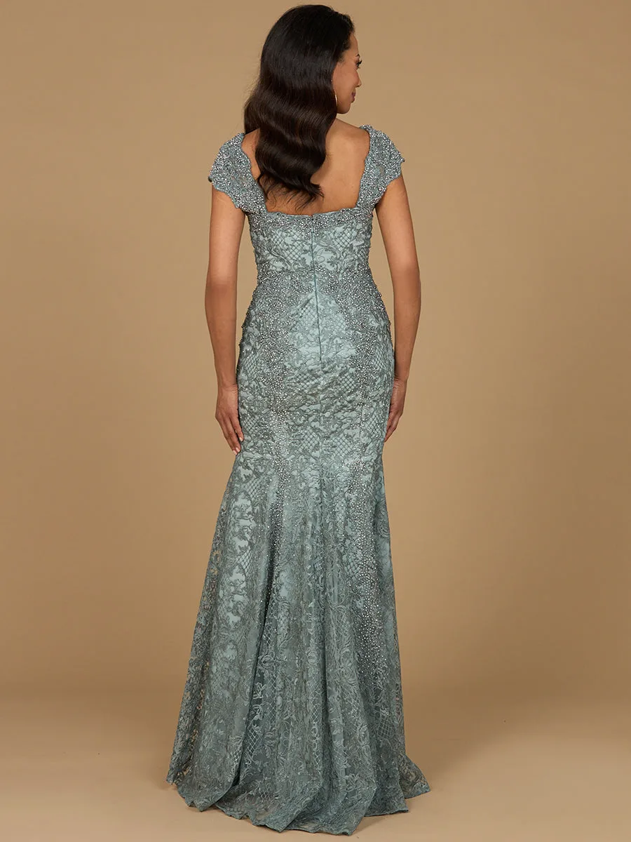 Fitted Lace Mermaid Gown by Lara New York — style 28980