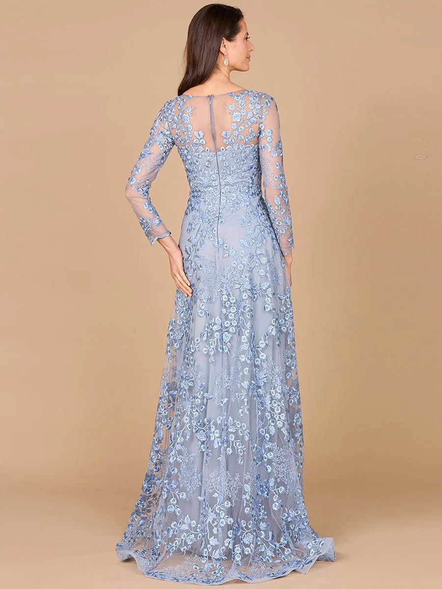 Illusion Neckline, Long Sleeves Gown by Lara New York — style 28987