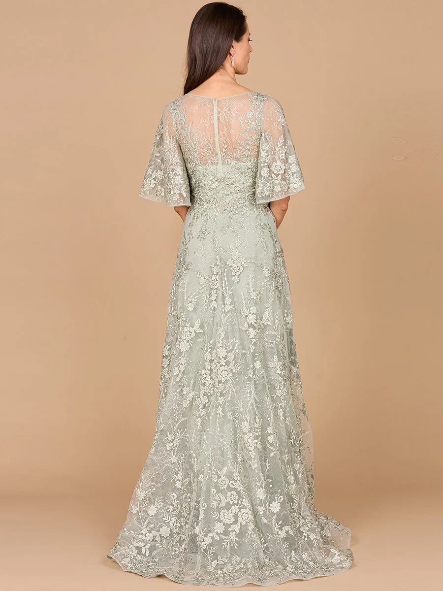 V-neck, Cape Sleeve Gown by Lara New York — style 28992