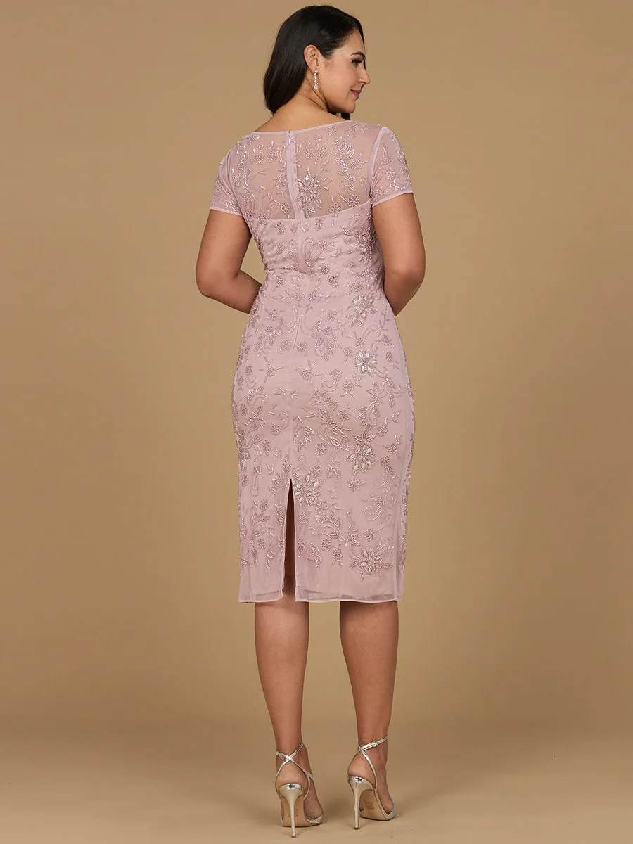 Beaded Midi Dress with Cap Sleeves by Lara New York — style 28997