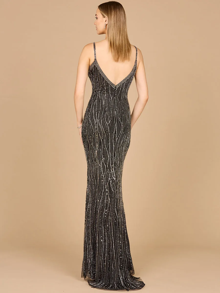 V-Neck Fitted Gown by Lara New York — style 29005