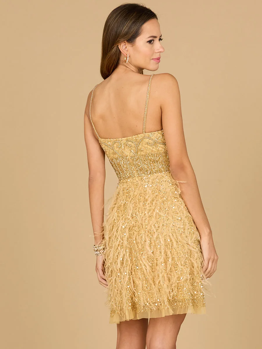 Beaded, Feather Cocktail Short by Lara New York — style 29016