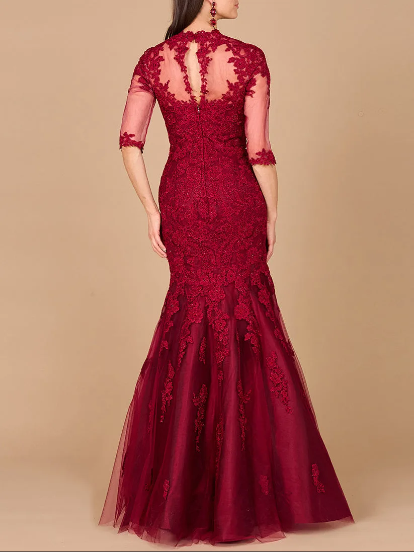 Long Sleeve, Mermaid Lace Gown by Lara New York — style 29019
