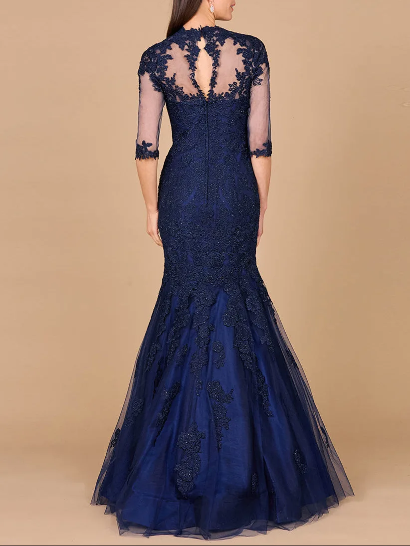 Long Sleeve, Mermaid Lace Gown by Lara New York — style 29019