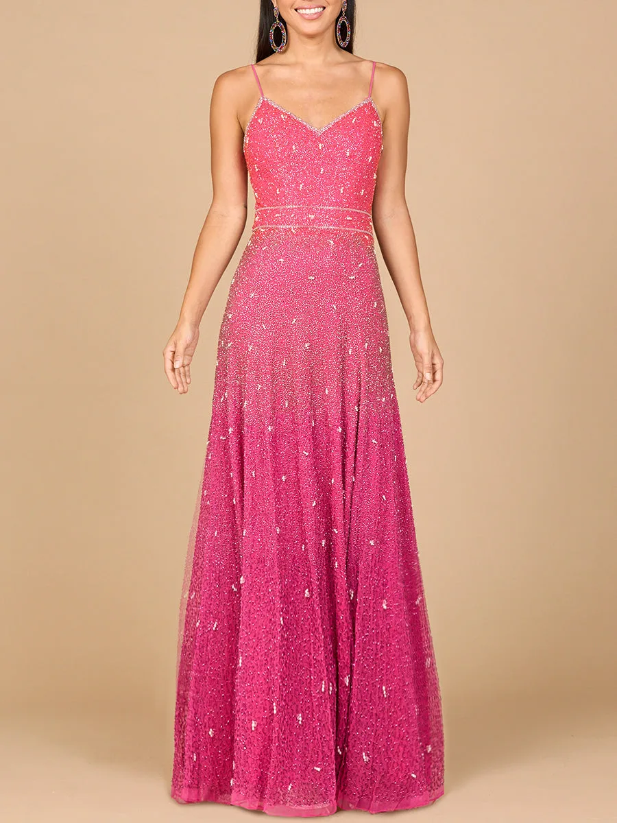 Ombre Beaded Gown by Lara New York — style 29033 in Pink Ombre
