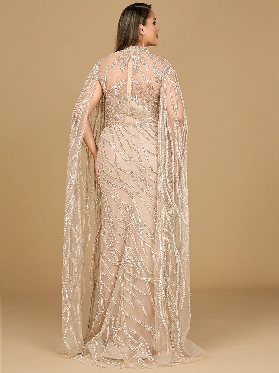High Neck Gown with Long Cape Sleeves by Lara New York — style 29042