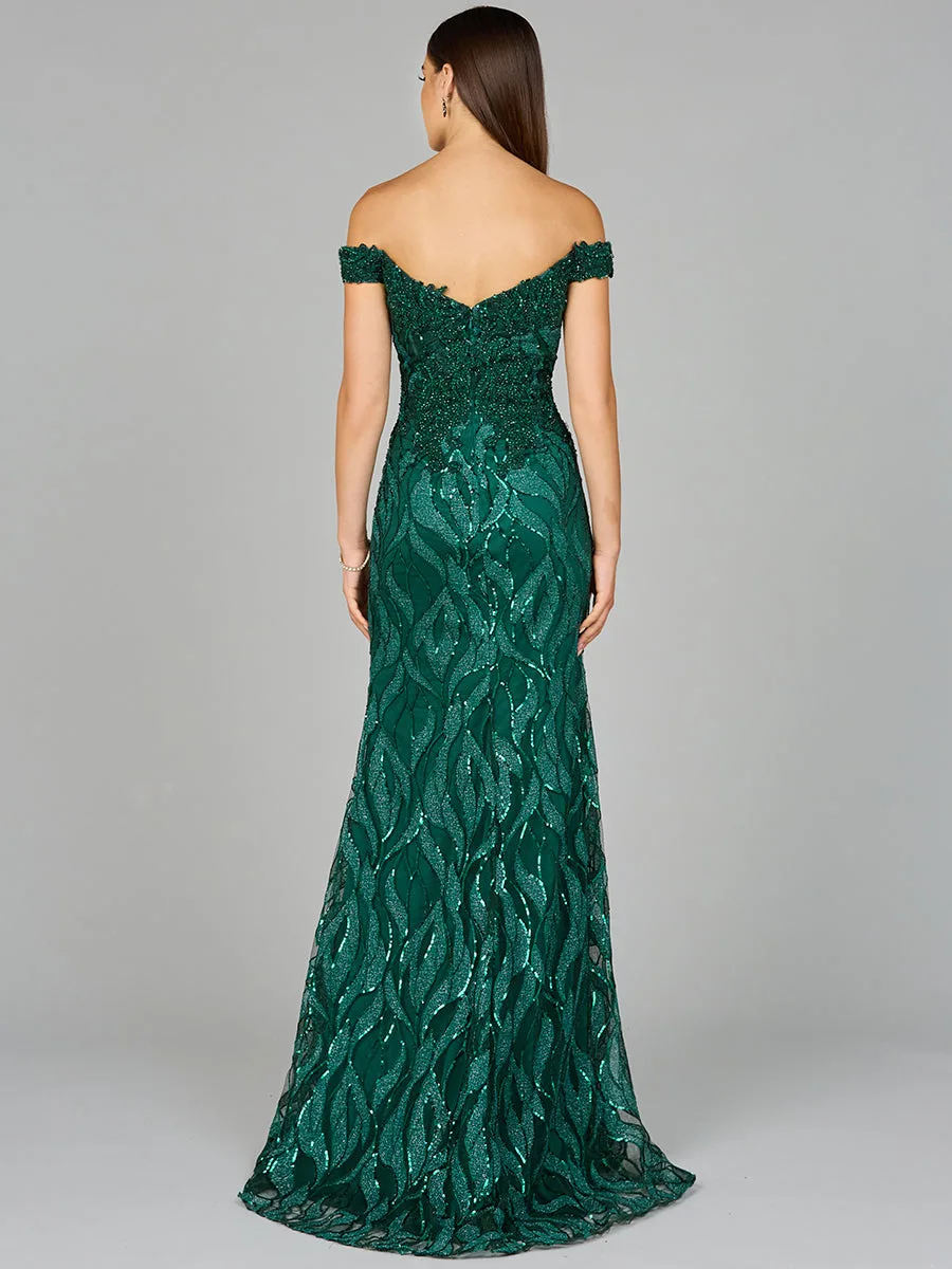 Off Shoulder, Mermaid Lace Gown by Lara New York — style 29045