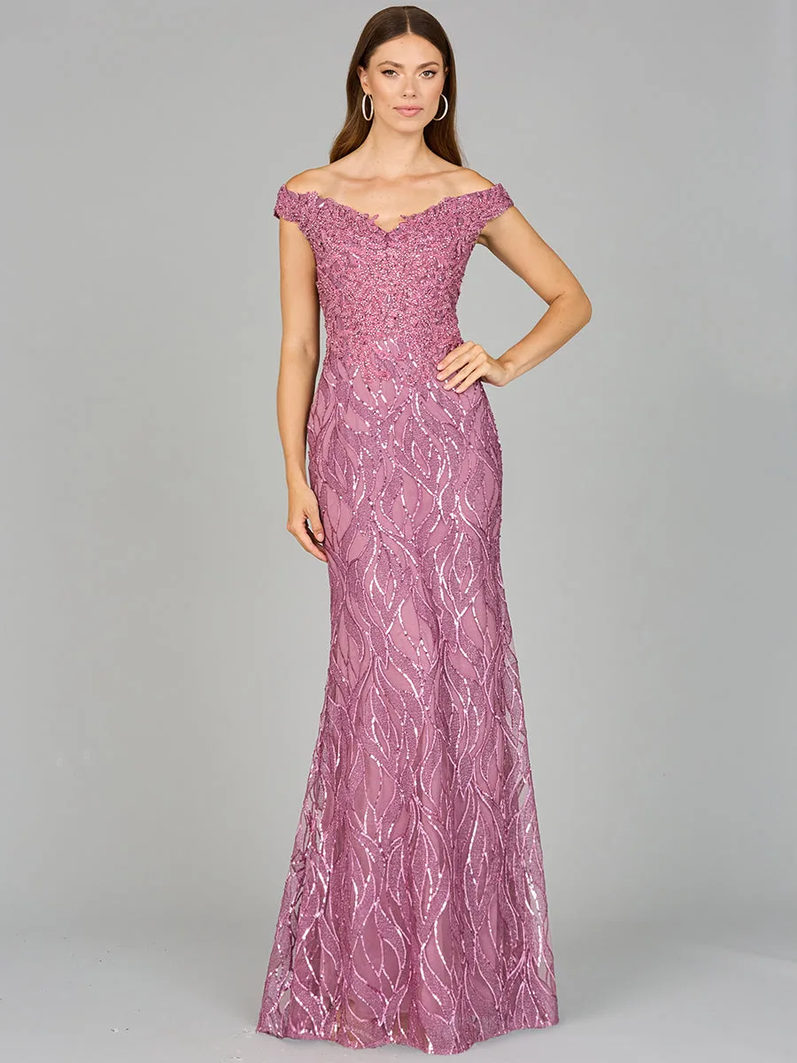 Off Shoulder, Mermaid Lace Gown by Lara New York — style 29045