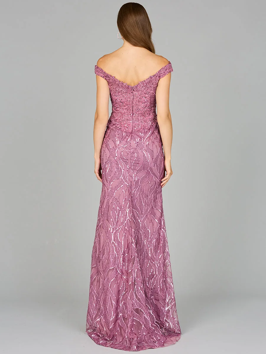 Off Shoulder, Mermaid Lace Gown by Lara New York — style 29045