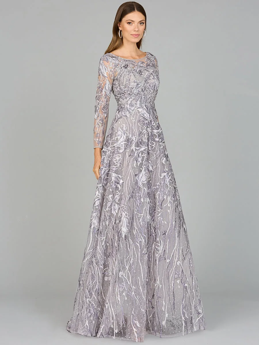 Long Sleeve Modest A-line Gown by Lara New York — style 29048