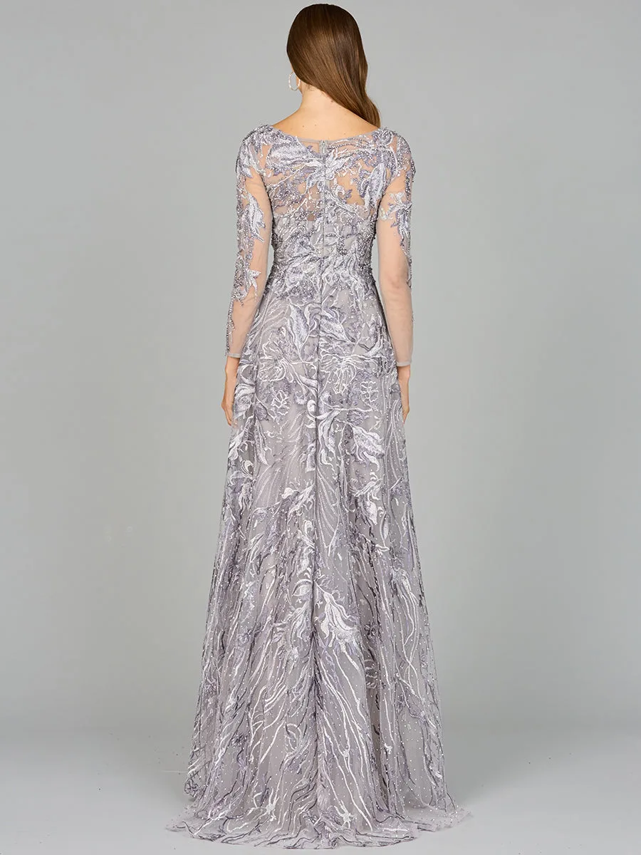 Long Sleeve Modest A-line Gown by Lara New York — style 29048