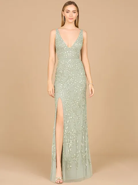 Embellished Gown with Slit
