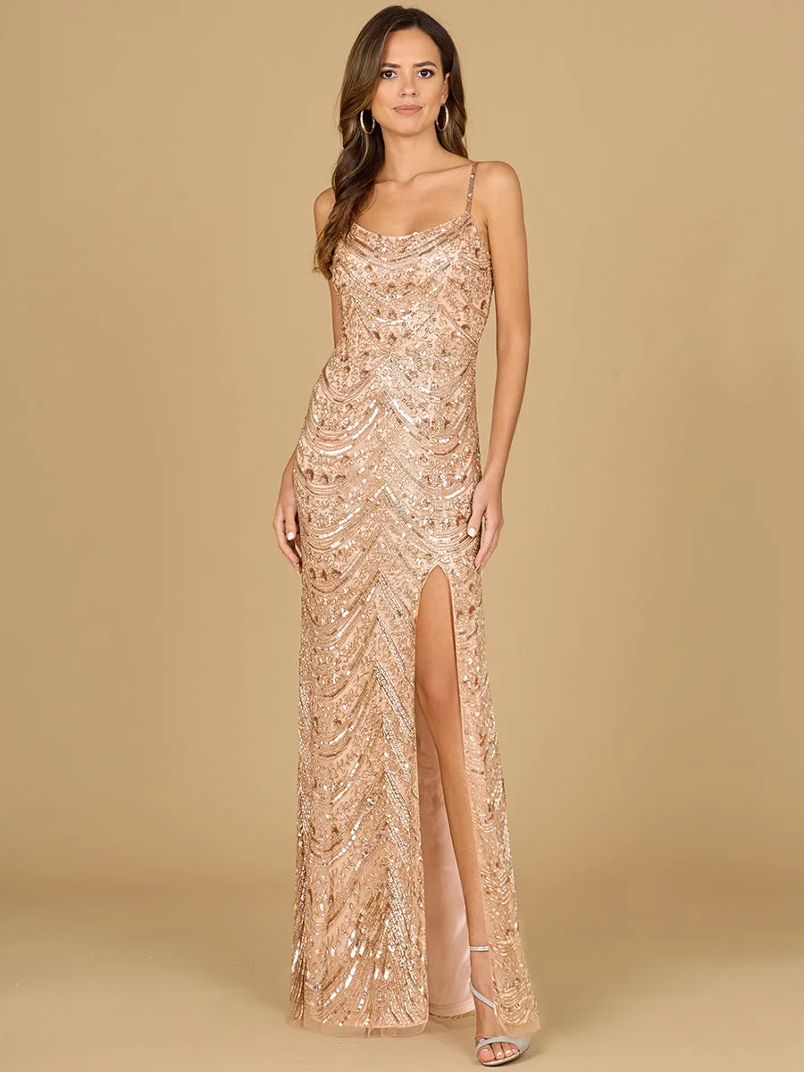 Scoop Neck Beaded Dress by Lara New York — style 29117 in Blush