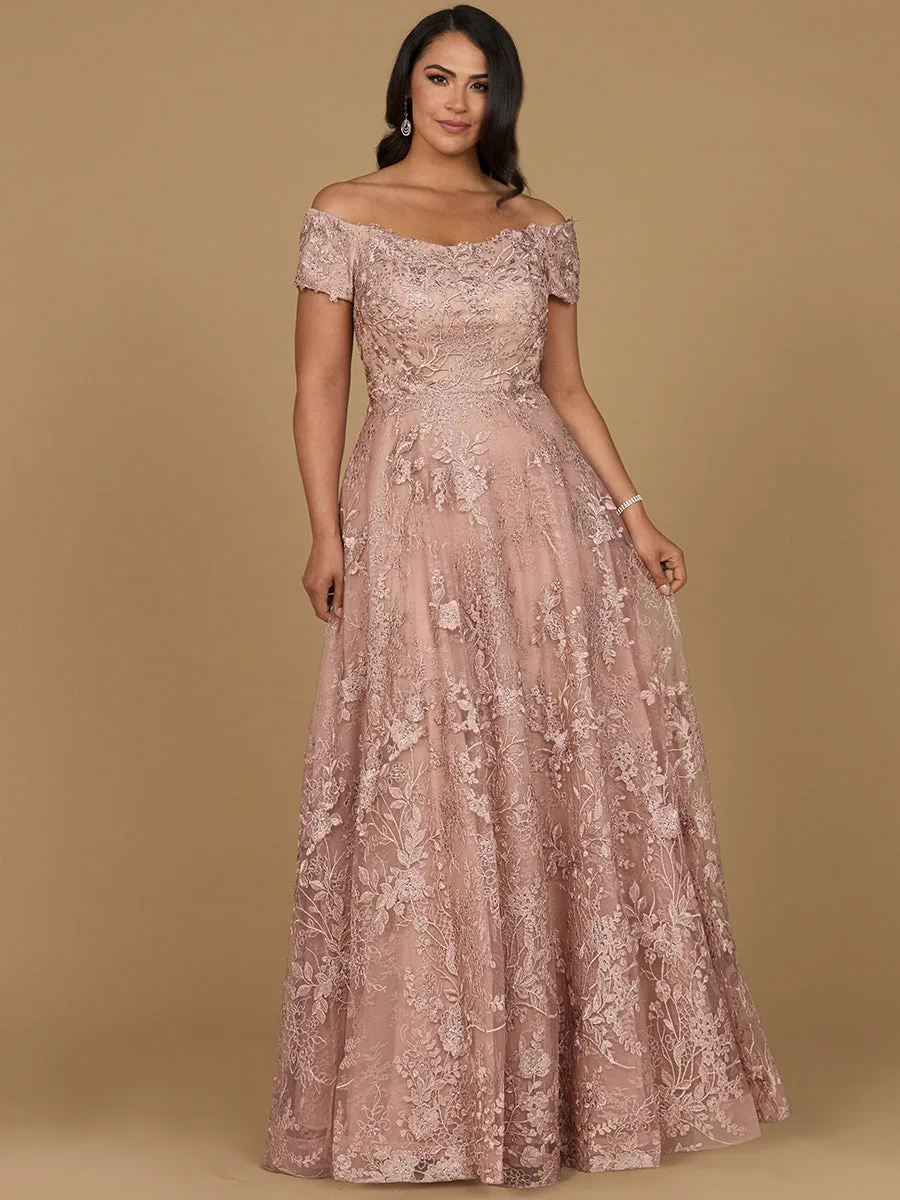 Off Shoulder A-Line Gown by Lara New York — style 29122