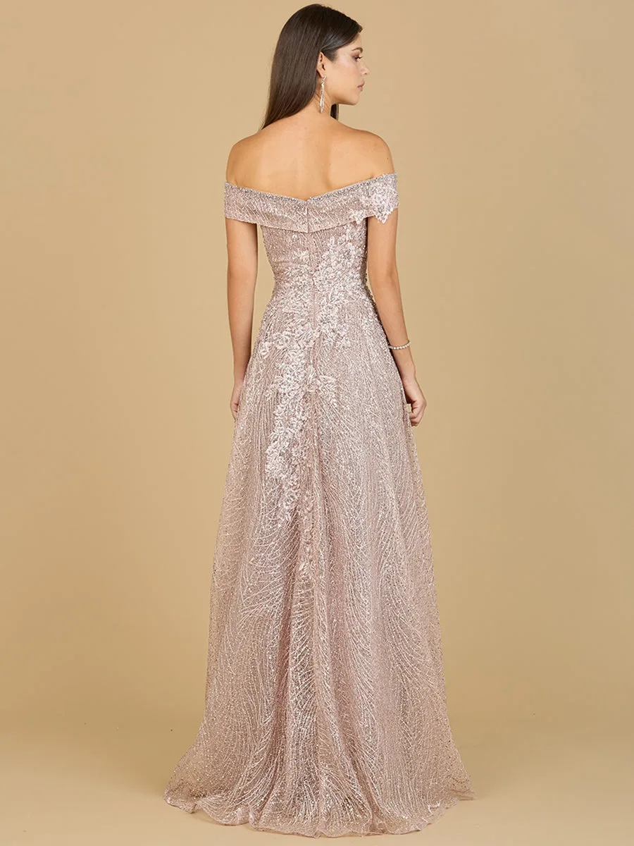 Off Shoulder Embroidered Ballgown by Lara New York — style 29191