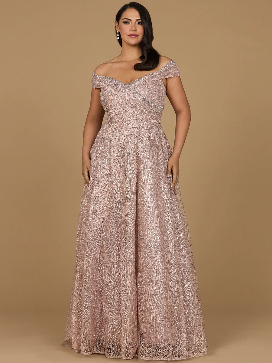 Off Shoulder Embroidered Ballgown by Lara New York — style 29191